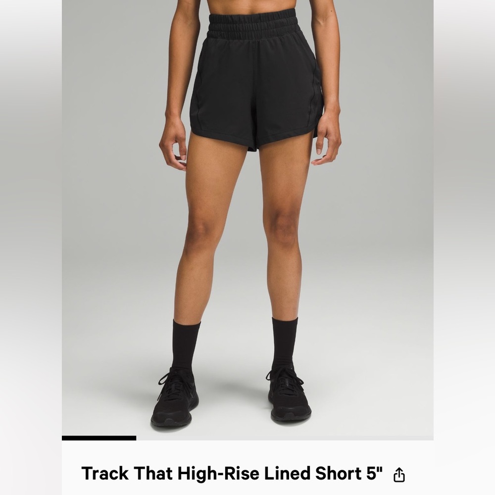 Black track that 5 in lululemon shorts size 14